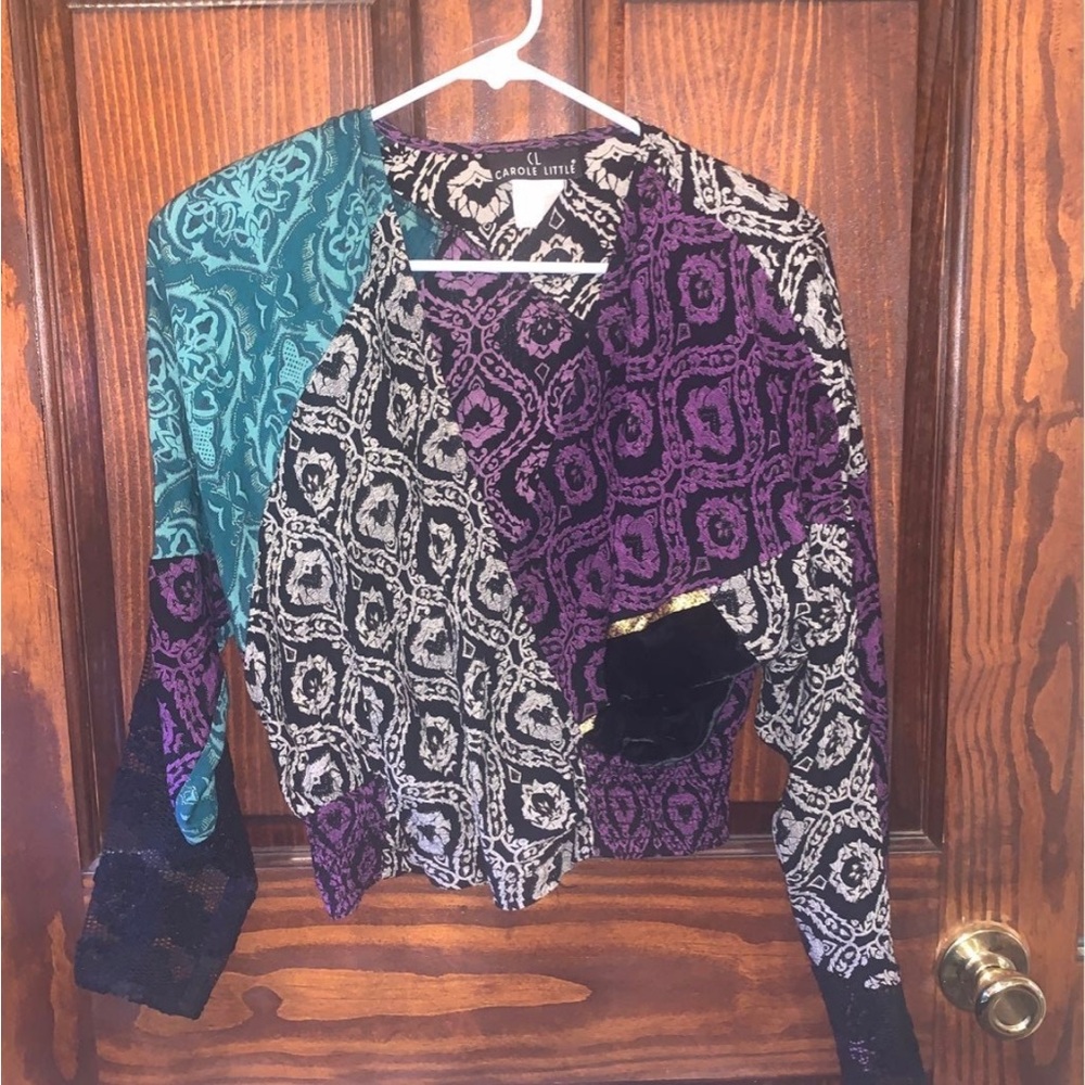 Vintage Carole Little Green and Purple top